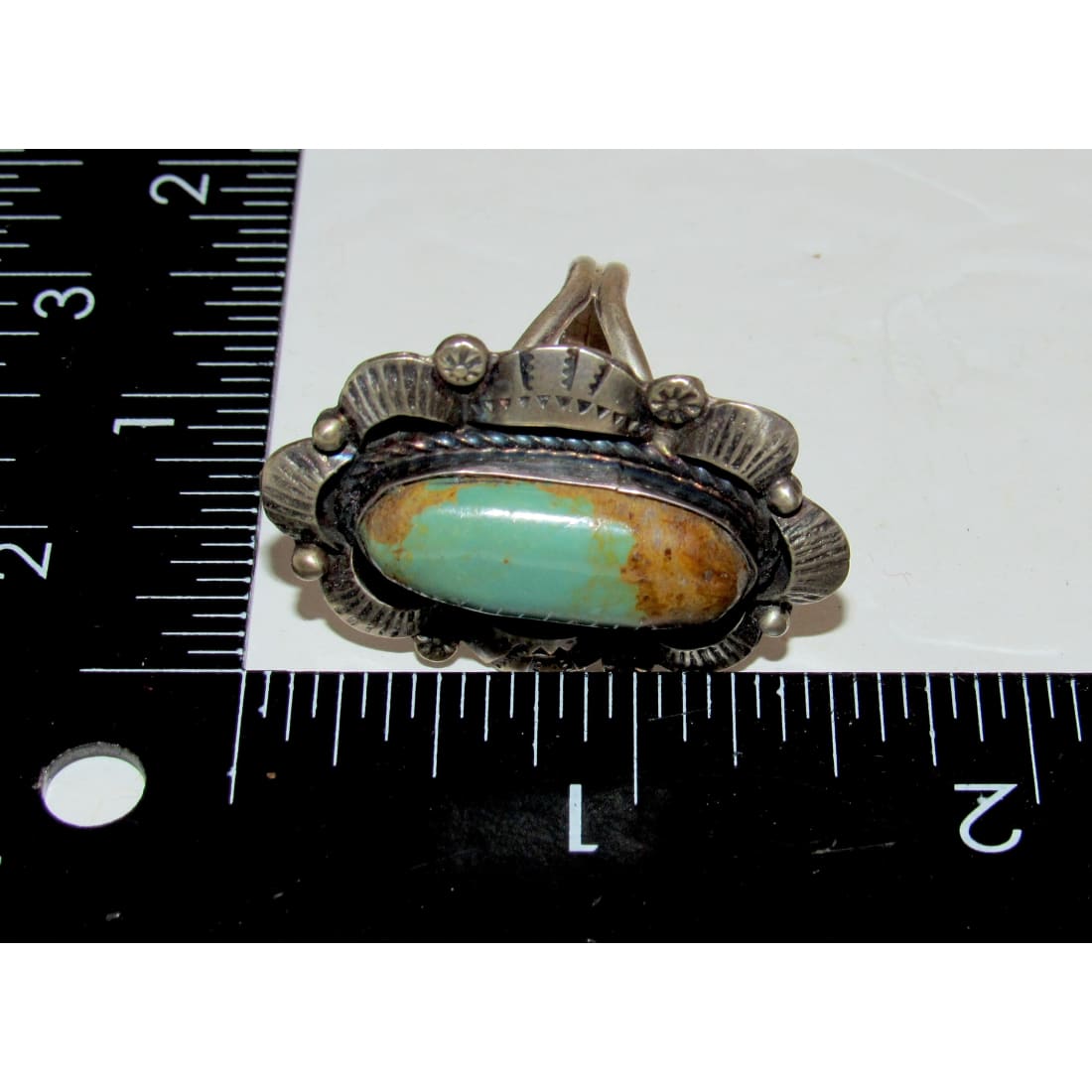 Navajo Royston Turquoise Statement Ring Sz 9 Sterling Silver Signed Native