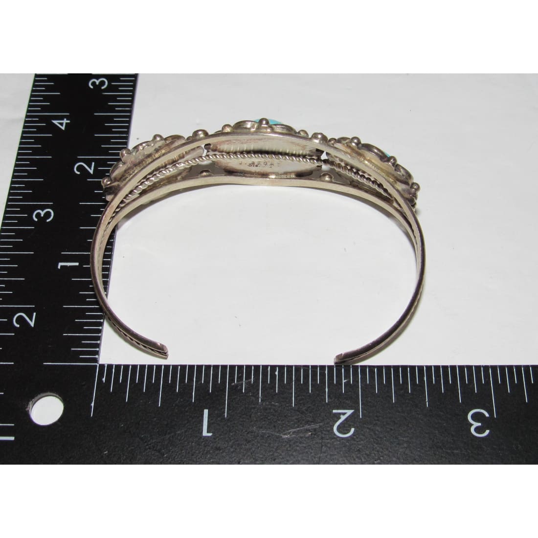 Vintage Navajo Kingman Turquoise Sterling Cuff Bracelet J Begay Native American