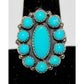 Navajo Turquoise Cluster Ring Sz 7 Sterling Silver Native Signed