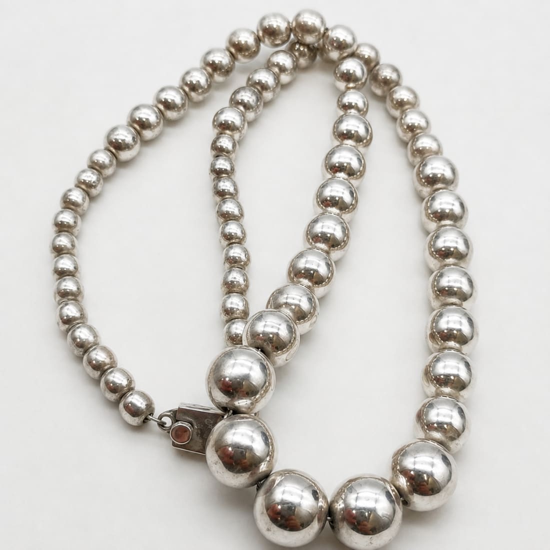 Vintage Mexico Taxco Sterling Silver Beads Necklace
