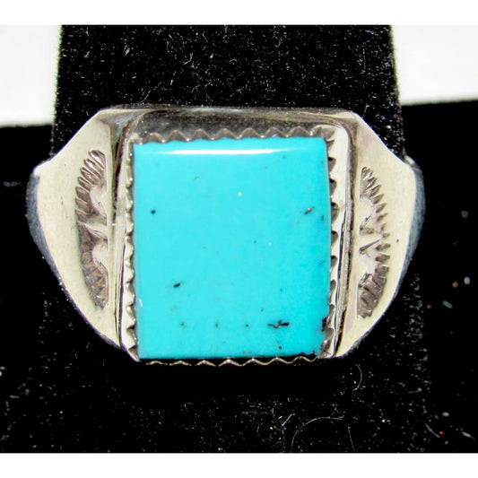 Navajo Sleeping. Beauty Turquoise Men Ring Sz 10.5 Sterling Silver