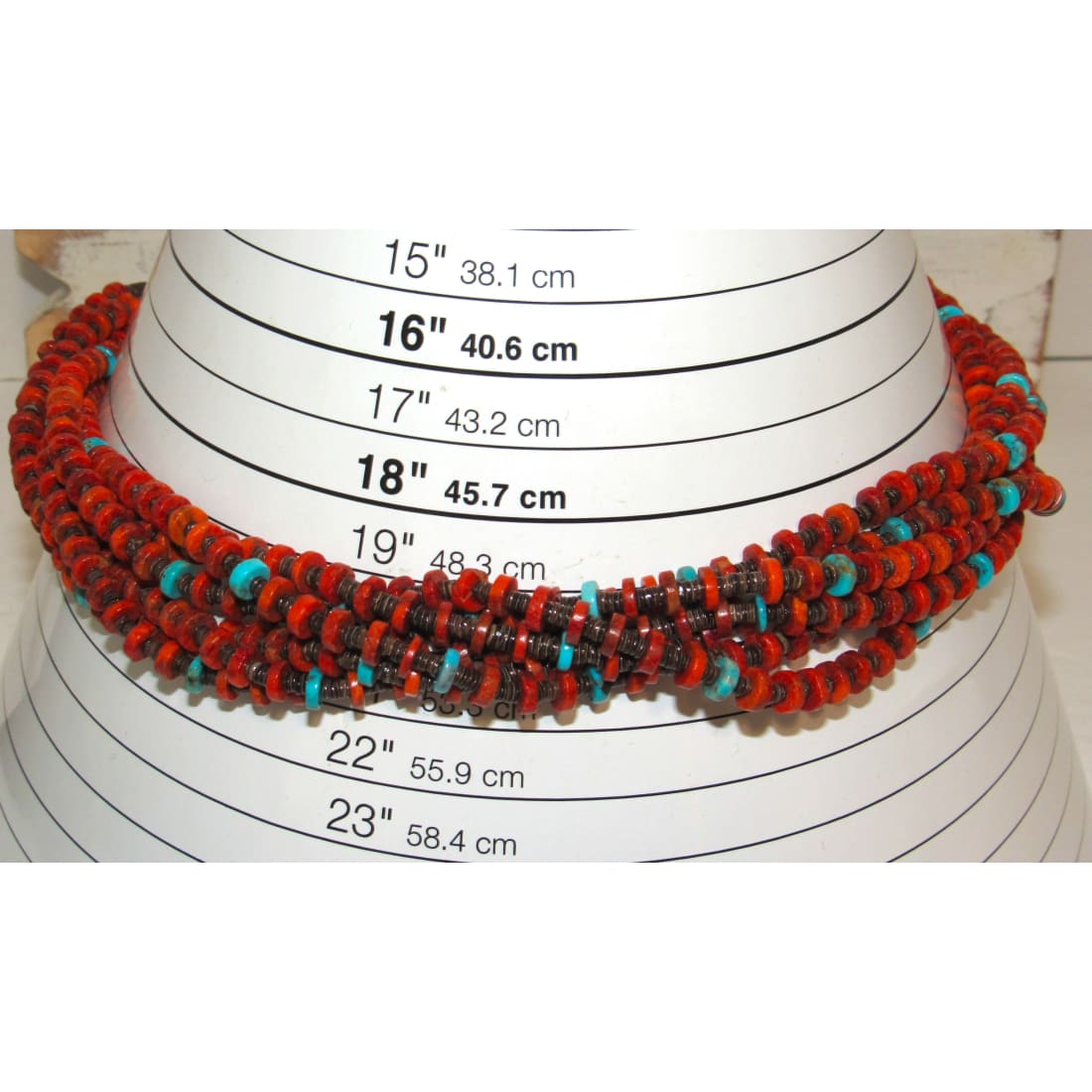 Santo Domingo Rolled Pen Shell, Coral & Turquoise Heishi Necklace O. Crespin