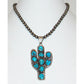 Navajo Kingman Turquoise Cactus Pendant Sterling Navajo Pearls