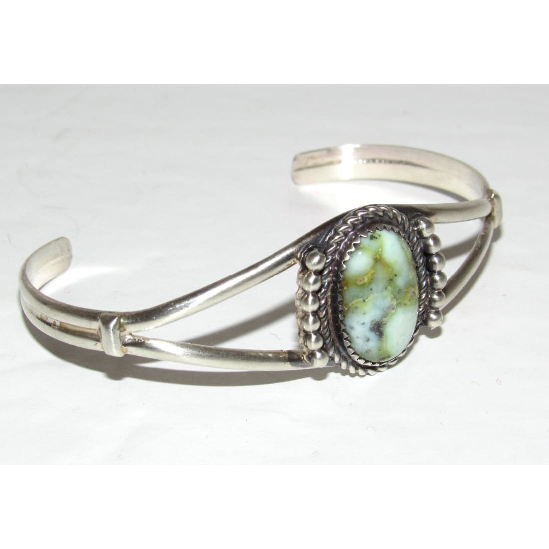 Navajo Palomino Turquoise Variscite Cuff Bracelet Sterling Silver Signed
