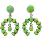 Vintage Navajo Green Valley Turquoise Cluster Naja Dangle Earrings Sterling Silver