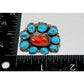 Navajo Cluster Ring Sz 7 Orange Spiny Oyster Kingman Turquoise Sterling Silver