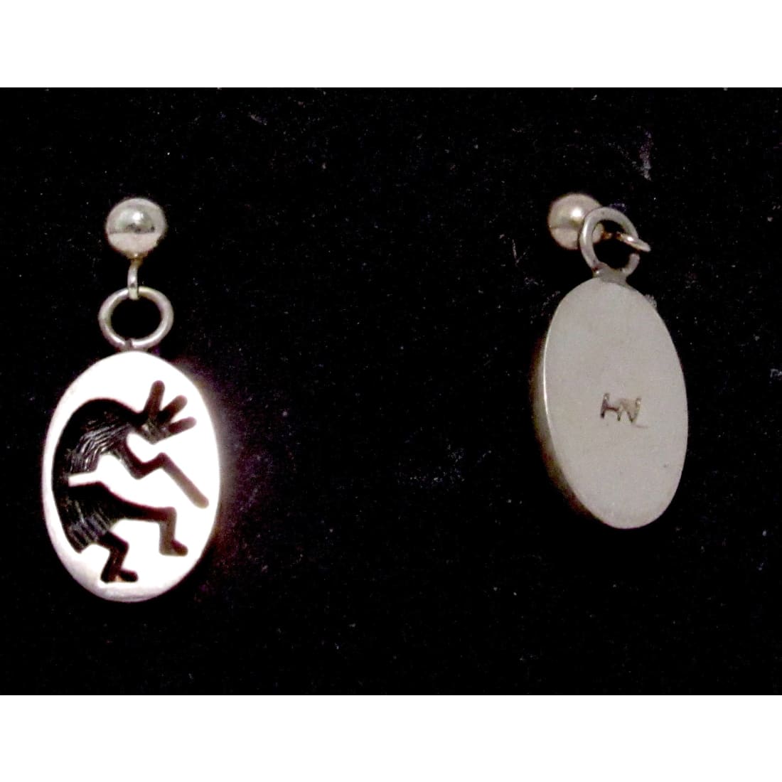 Vintage Hopi Kokopelli Sterling Silver Dangle Earrings Signed