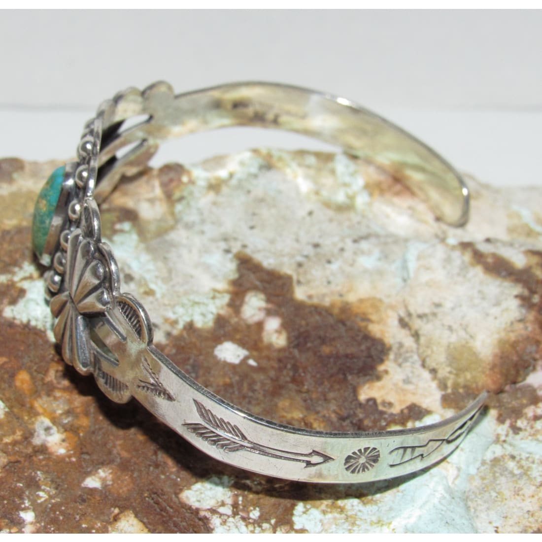 VTG Navajo Cerillos Turquoise Bracelet Navajo Ingot Sterling Cuff Old Pawn