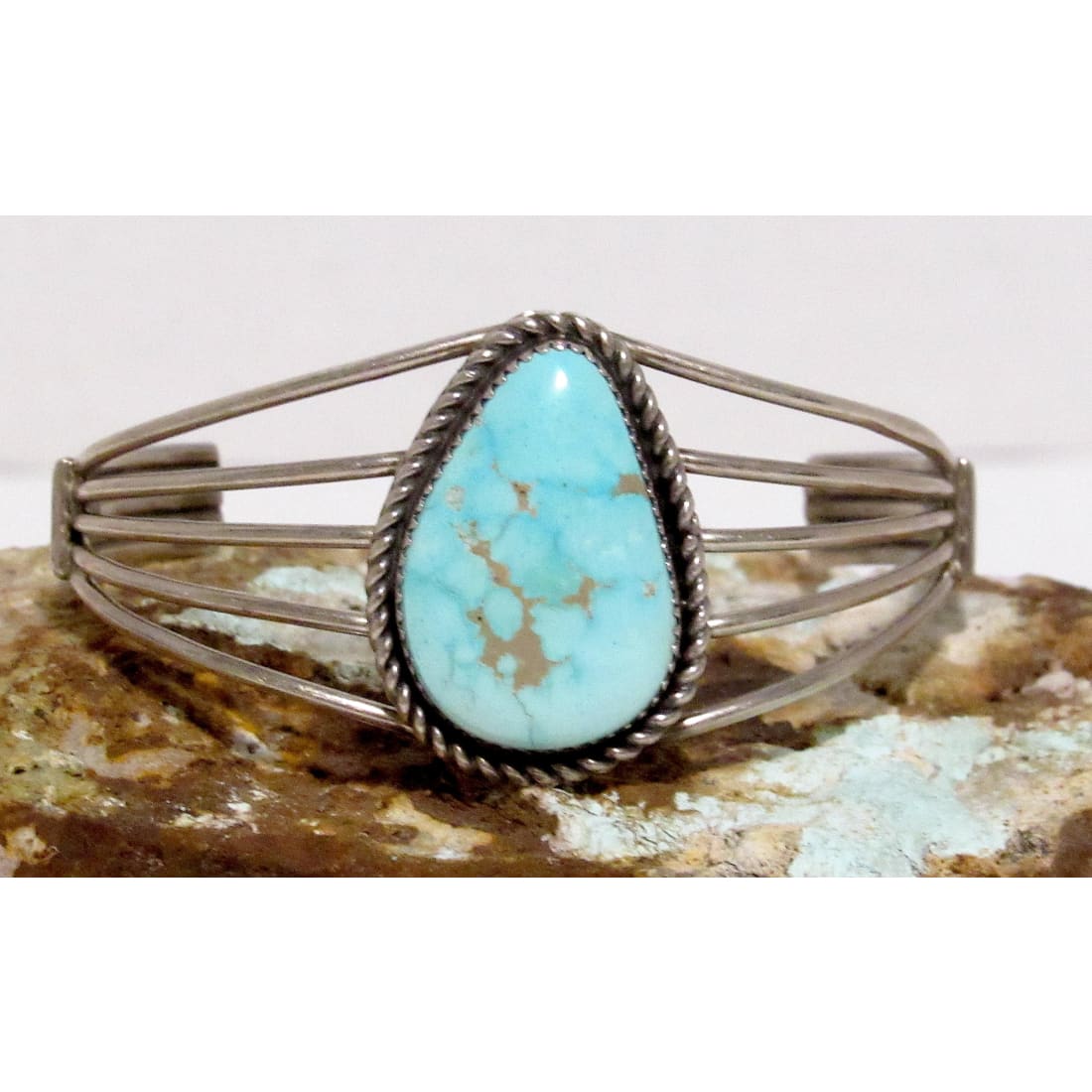 Vintage Navajo Dry Creek Turquoise Cuff Bracelet Sterling Silver Pete Morgan