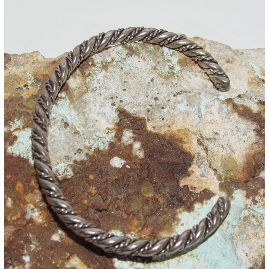 Vintage Navajo Sterling Silver Cuff Bracelet Twisted Rope Design Cuff