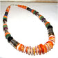 Navajo Tommy Singer Orange Spiny Oyster Necklace Sterling Silver 12K Gold 20"