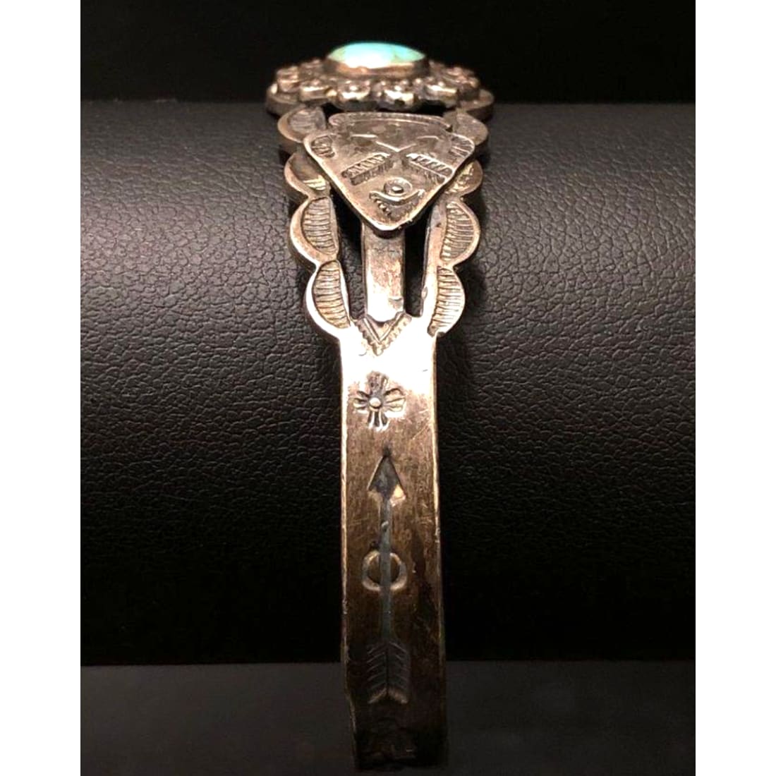 Fred Harvey Era Bracelet Navajo Sterling Turquoise Arrows