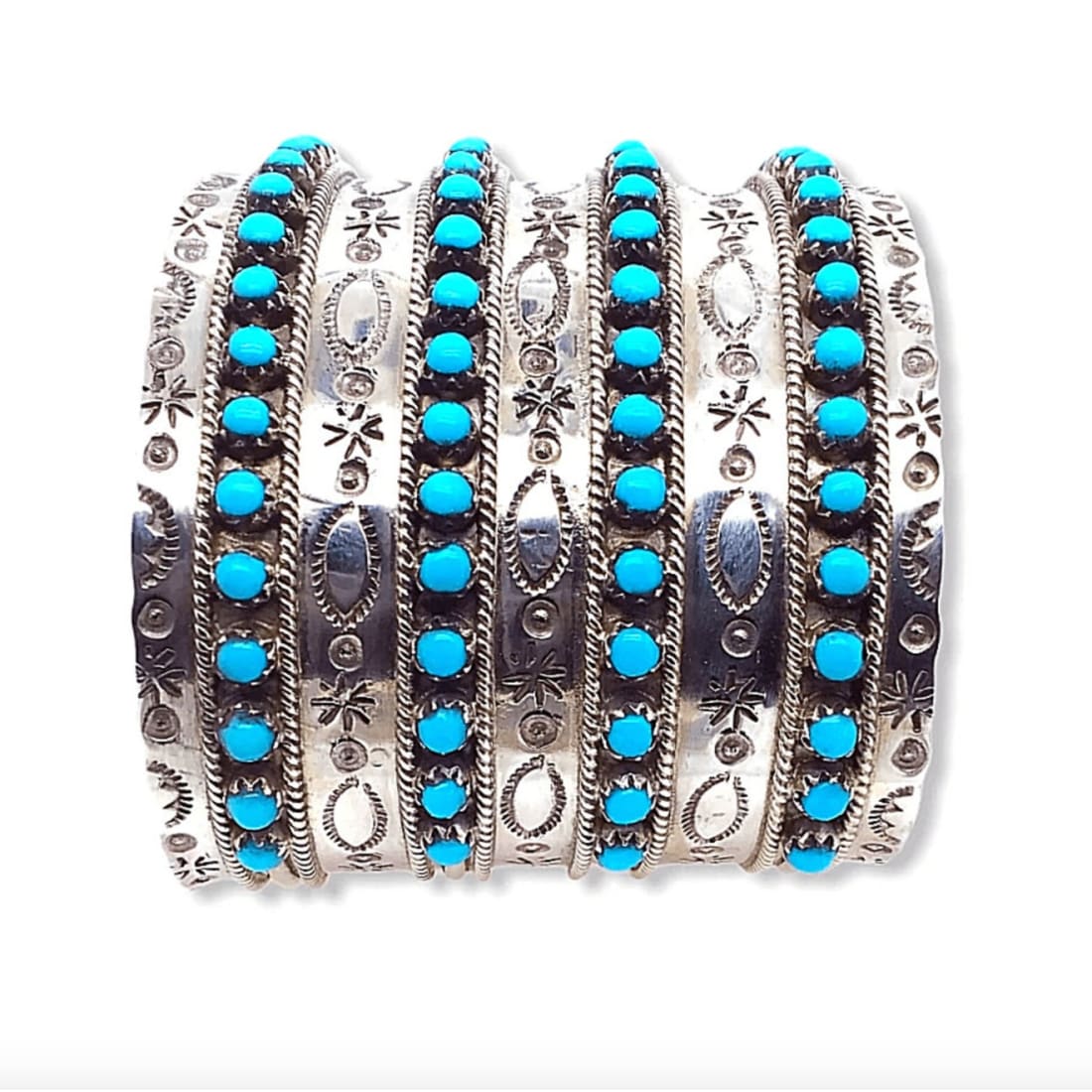 Huge Zuni Sleeping Beauty Mine Snake Eye Turquoise Cuff