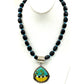 Joseph Tenorio Santo Domingo onyx necklace with black beads and colorful mosaic pendant