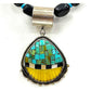 Joseph Tenorio Santo Domingo onyx necklace with turquoise, yellow shell, and black stone inlay pendant