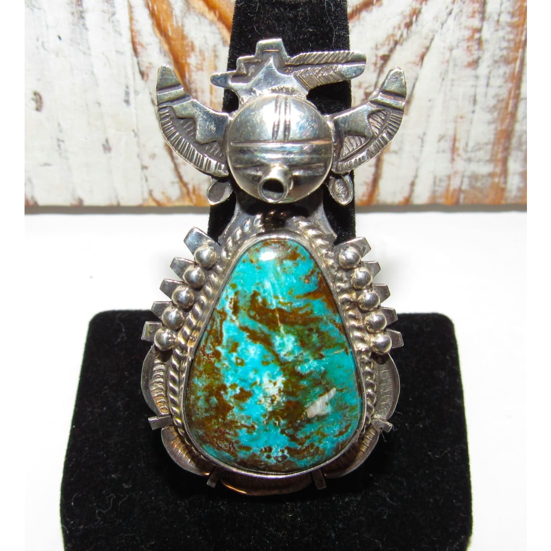 Large Navajo Kachina Ring Sz 8 Bennie Ration Bisbee