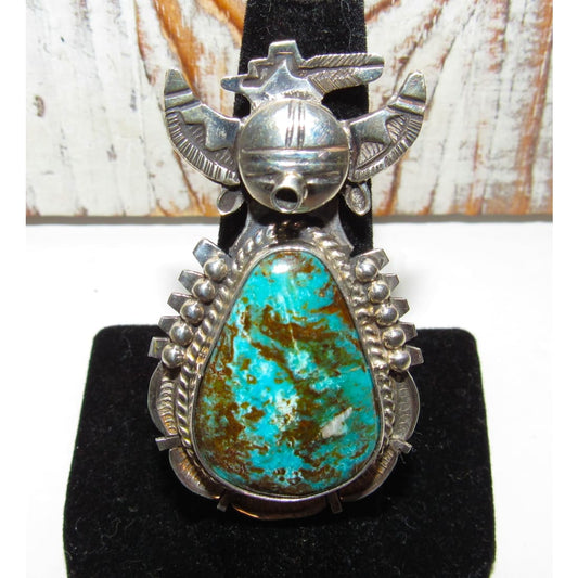 Large Navajo Kachina Ring Sz 8 Bennie Ration Bisbee