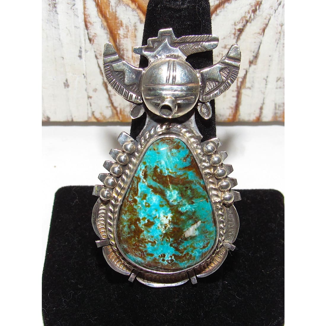 Large Navajo Kachina Ring Sz 8 Bennie Ration Bisbee