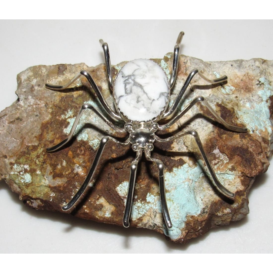 Massive Navajo 925 Sterling Silver Spider Brooch Pin Signed