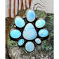 Massive Navajo Golden Hills Turquoise Cluster Ring Sz 9