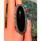 Massive Navajo Ring Onyx Turquoise Sterling Silver Sz 8