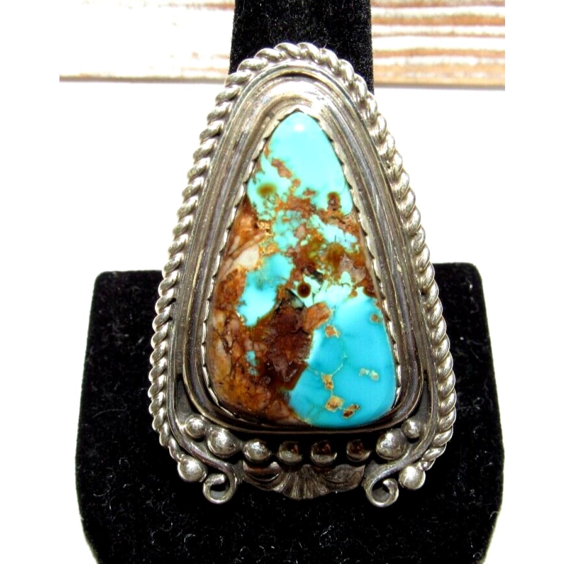 Massive Navajo Royston Turquoise Ring Sz 9 Adjustable Adam