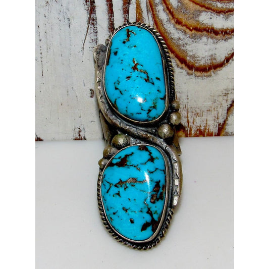 Massive Navajo Turquoise Statement Snake Ring Sz 10 Boyd