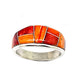 Massive Red & Orange Spiny Inlay Ring Sz 9 Sterling Silver