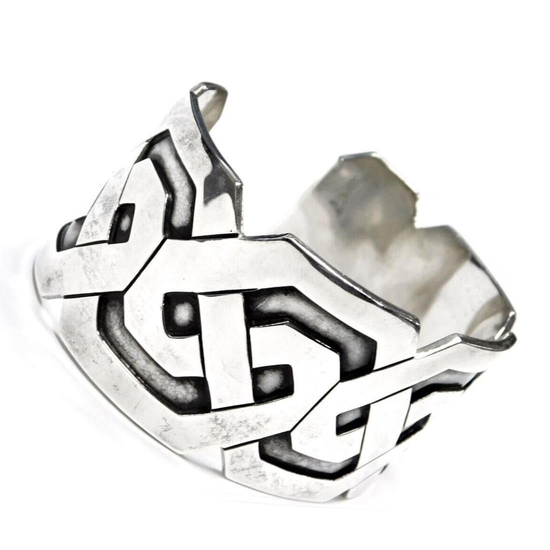 Massive Taxco Mexico Cuff Bracelets Sterling Silver 7.5