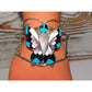 Massive Zuni Inlay Butterfly Cuff Bracelet Sterling Silver