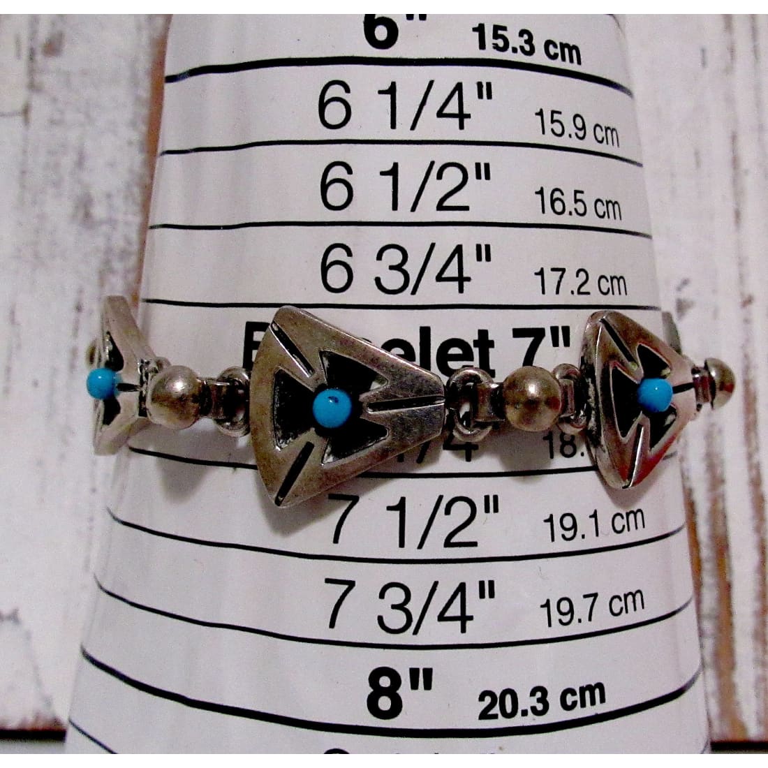 Mexican 925 Sterling Silver Turquoise Link Bracelet