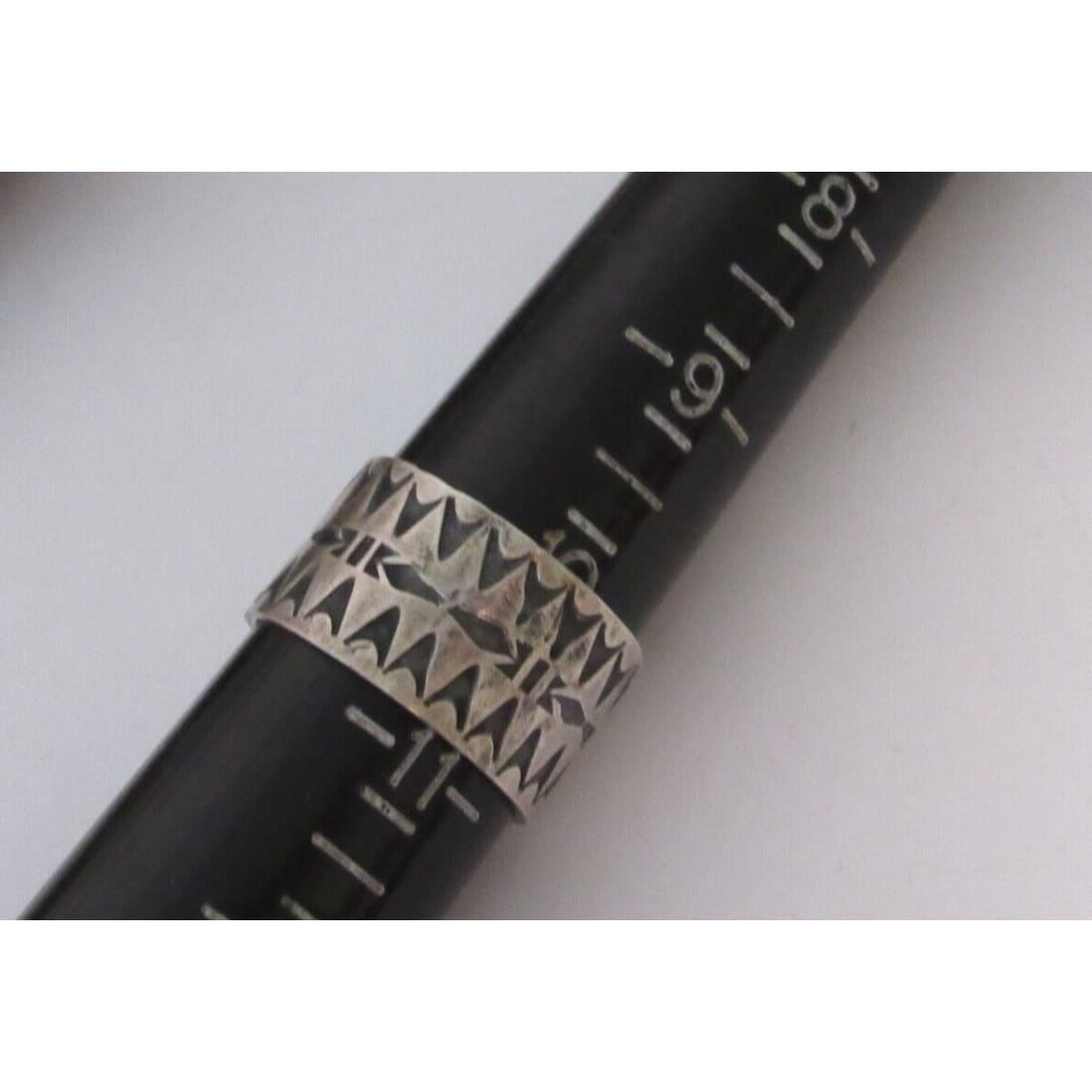 Native American Band Ring Sz 10.5 Sterling Silver Ingot J.