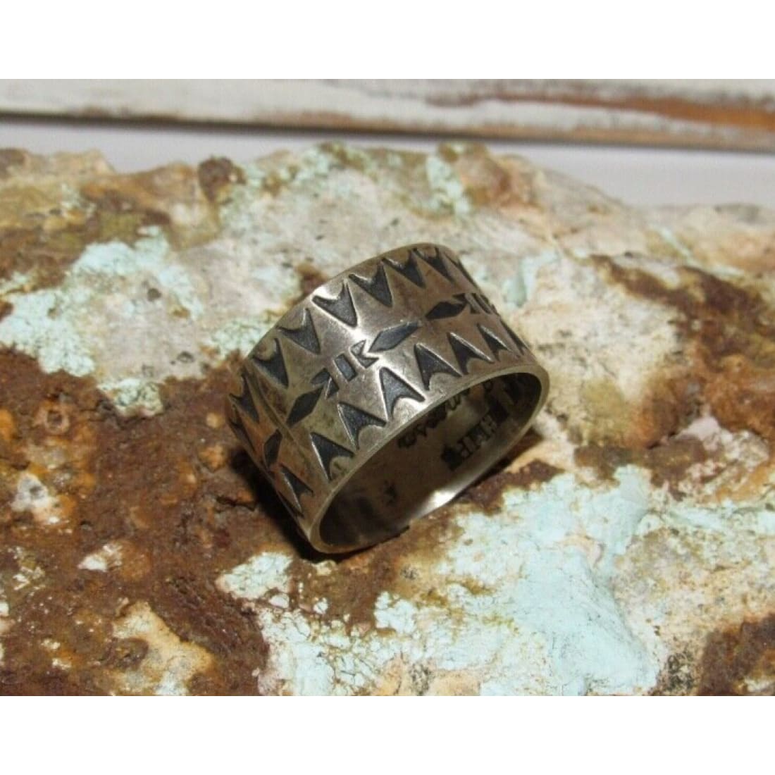 Native American Band Ring Sz 10.5 Sterling Silver Ingot J.