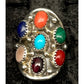 Native American Navajo cluster ring sterling silver with multicolored oval stones in a traditional design