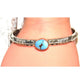 Navajo Golden Hills turquoise sterling bracelet with ornate silver band and blue stone centerpiece
