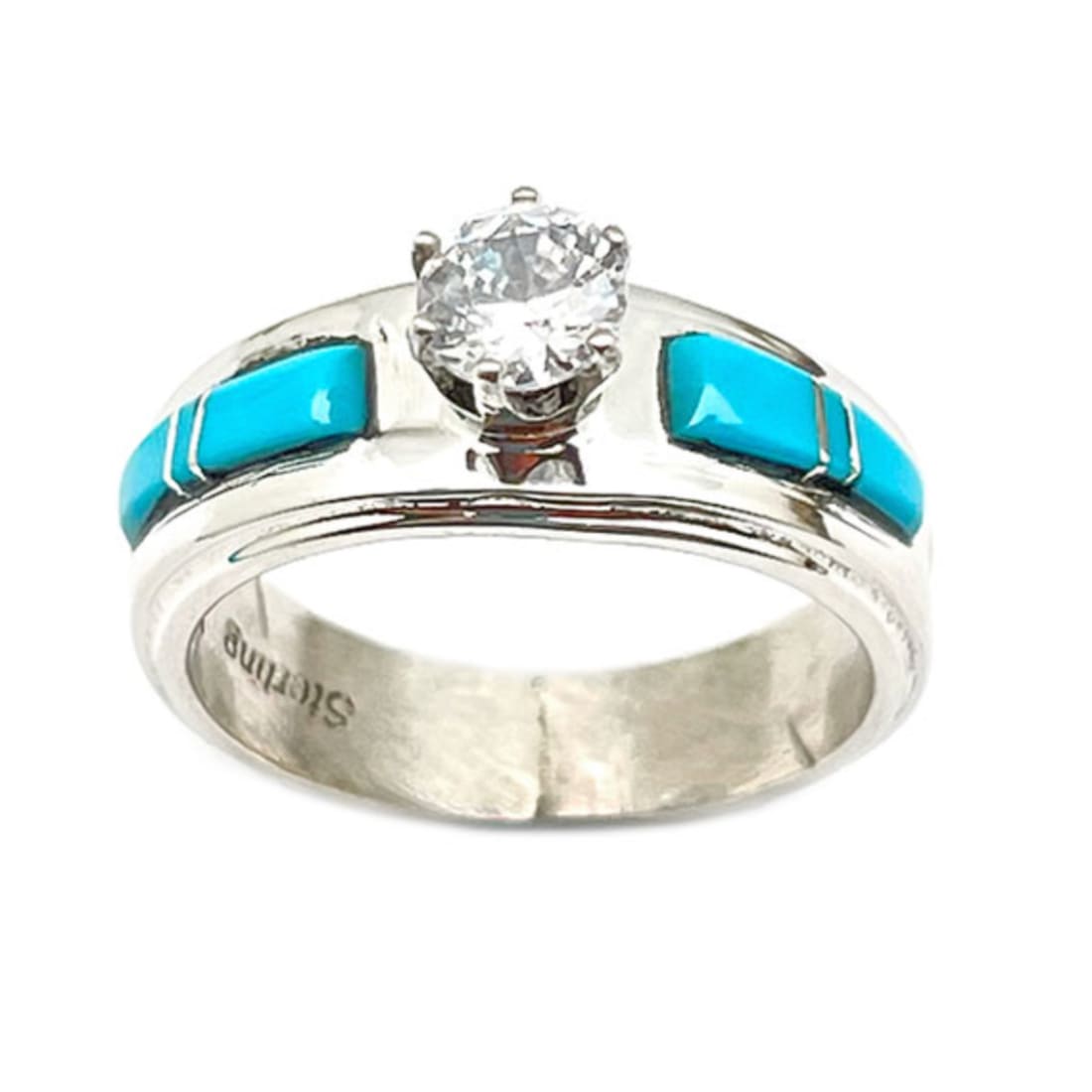Native American Navajo Turquoise Engagement Ring Size 8