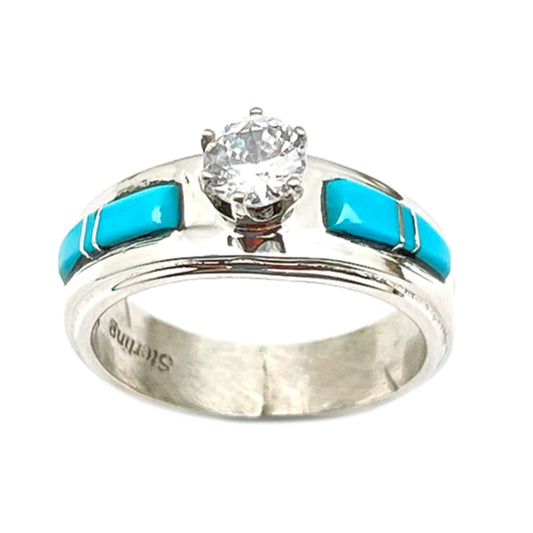 Native American Navajo Turquoise Engagement Ring Size 8