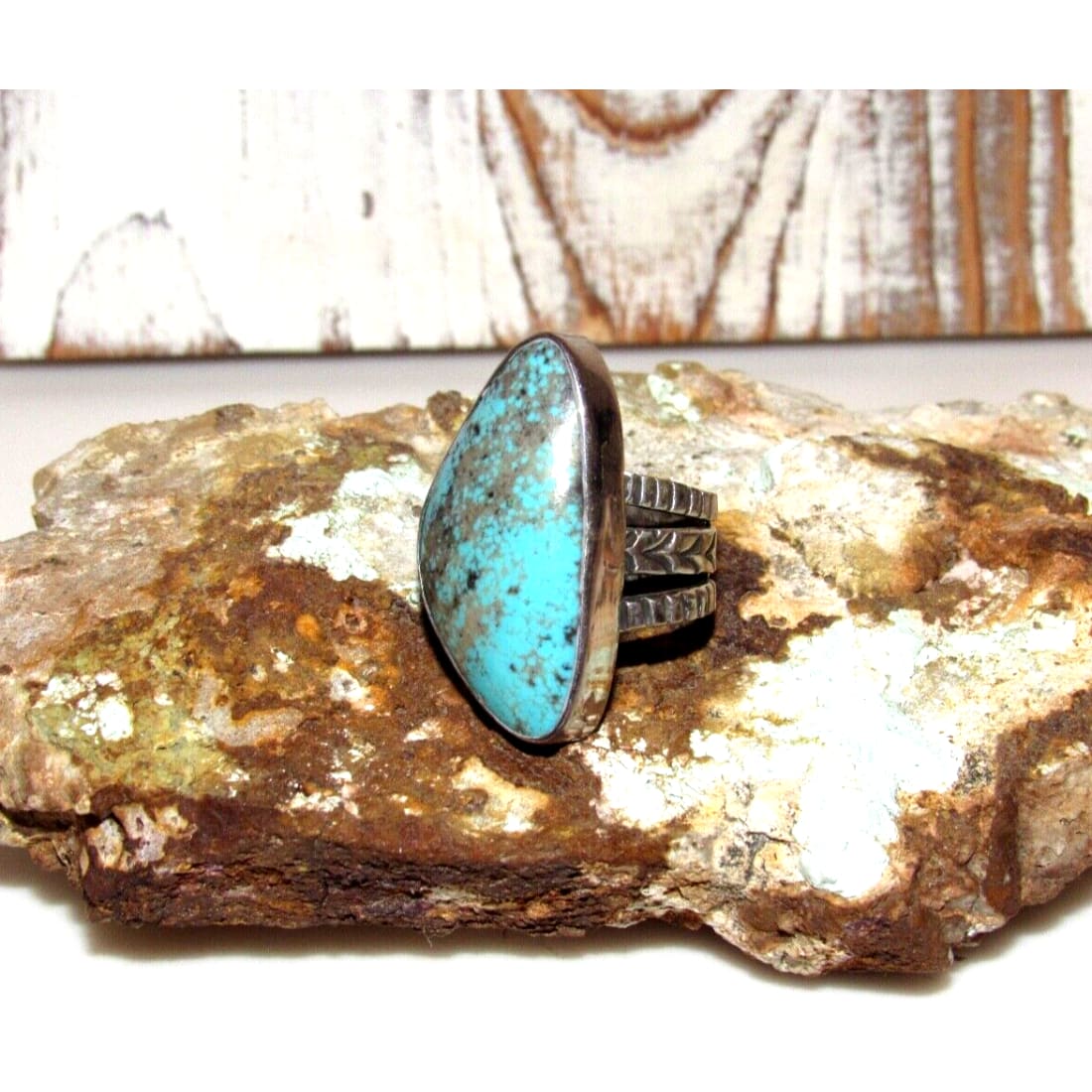 Native American Number 8 Turquoise Ring Size 7 Sterling