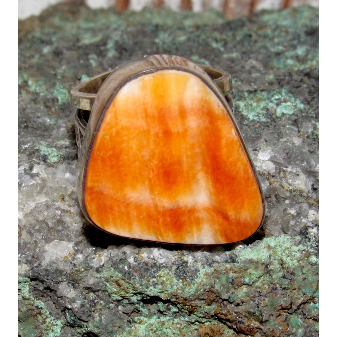 Native American Orange Spiny Ring Sz 8 San Felipe Sterling