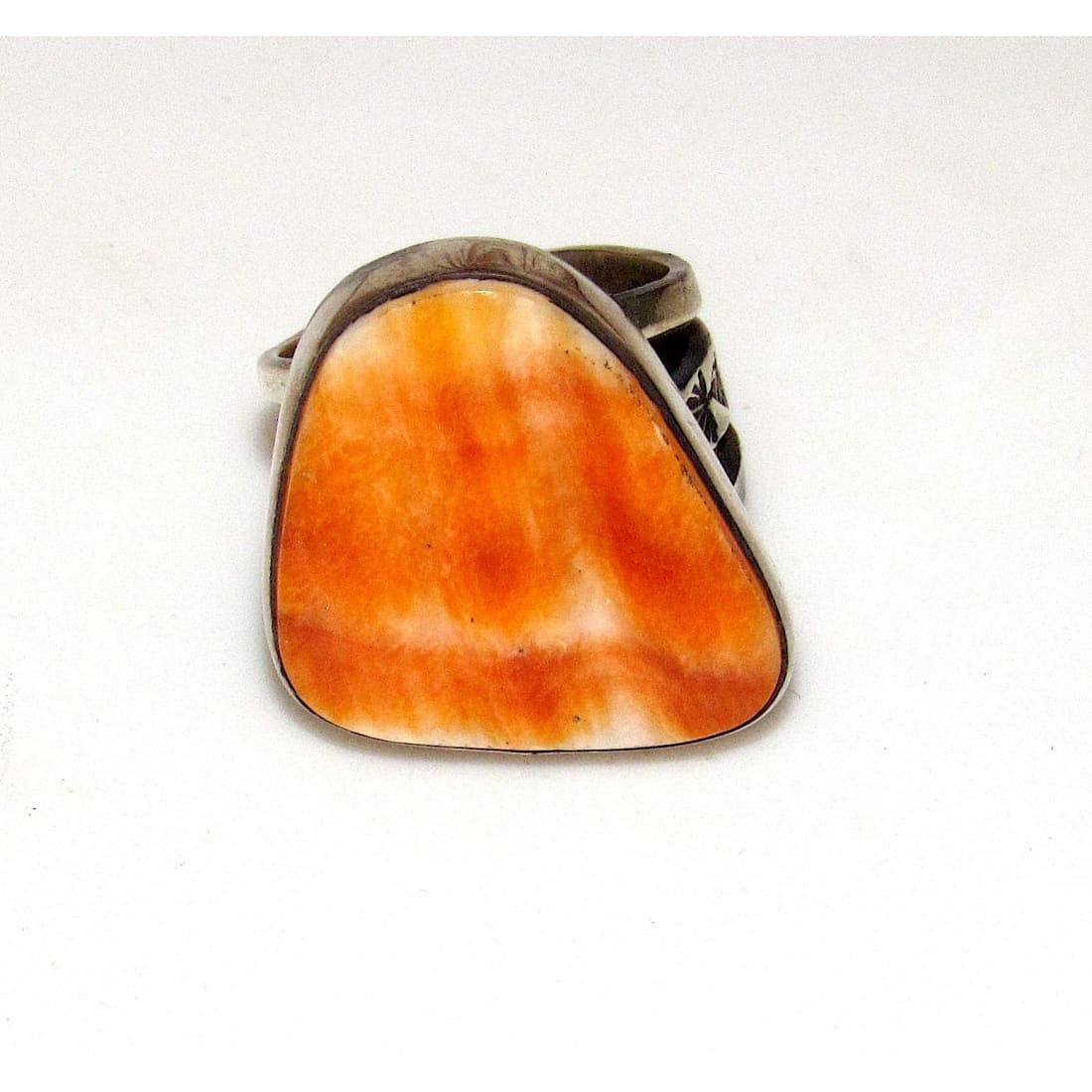 Native American Orange Spiny Ring Sz 8 San Felipe Sterling