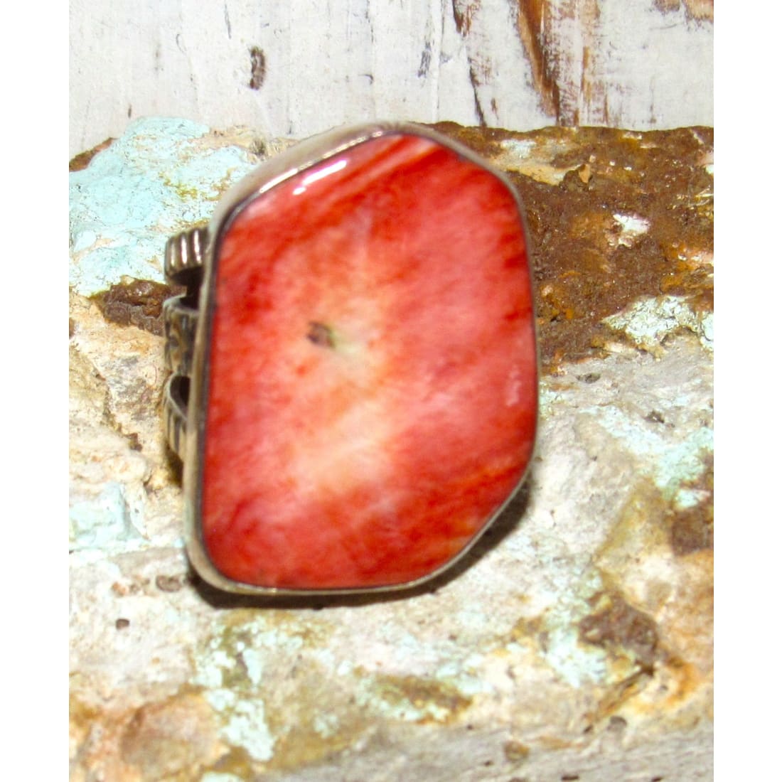 Native American Red Orange Spiny Ring Sz 8 San Felipe