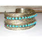 Native American Zuni turquoise snake eye cuff bracelet with engraved silver and turquoise stones