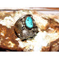 Navajo 3D Buffalo Ring Sz 10 Kingman Turquoise Sterling