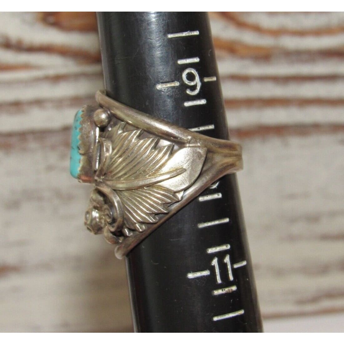 Navajo 3D Buffalo Ring Sz 10 Kingman Turquoise Sterling