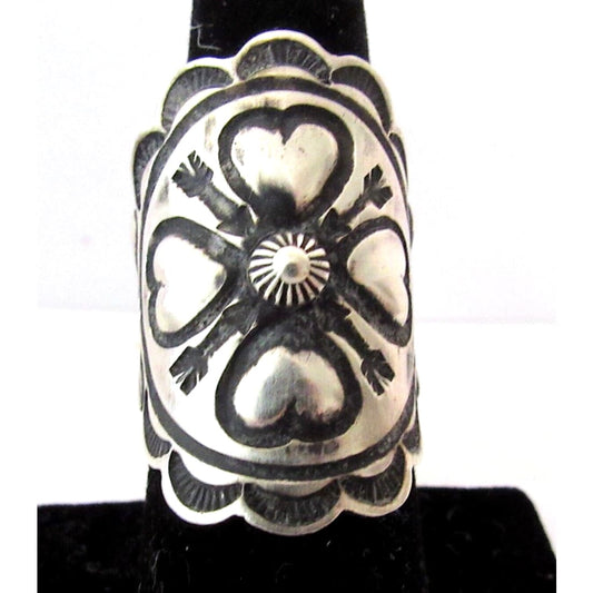 Navajo A. Cadman Heart Ring Sz 7.5 Sterling Silver Signed