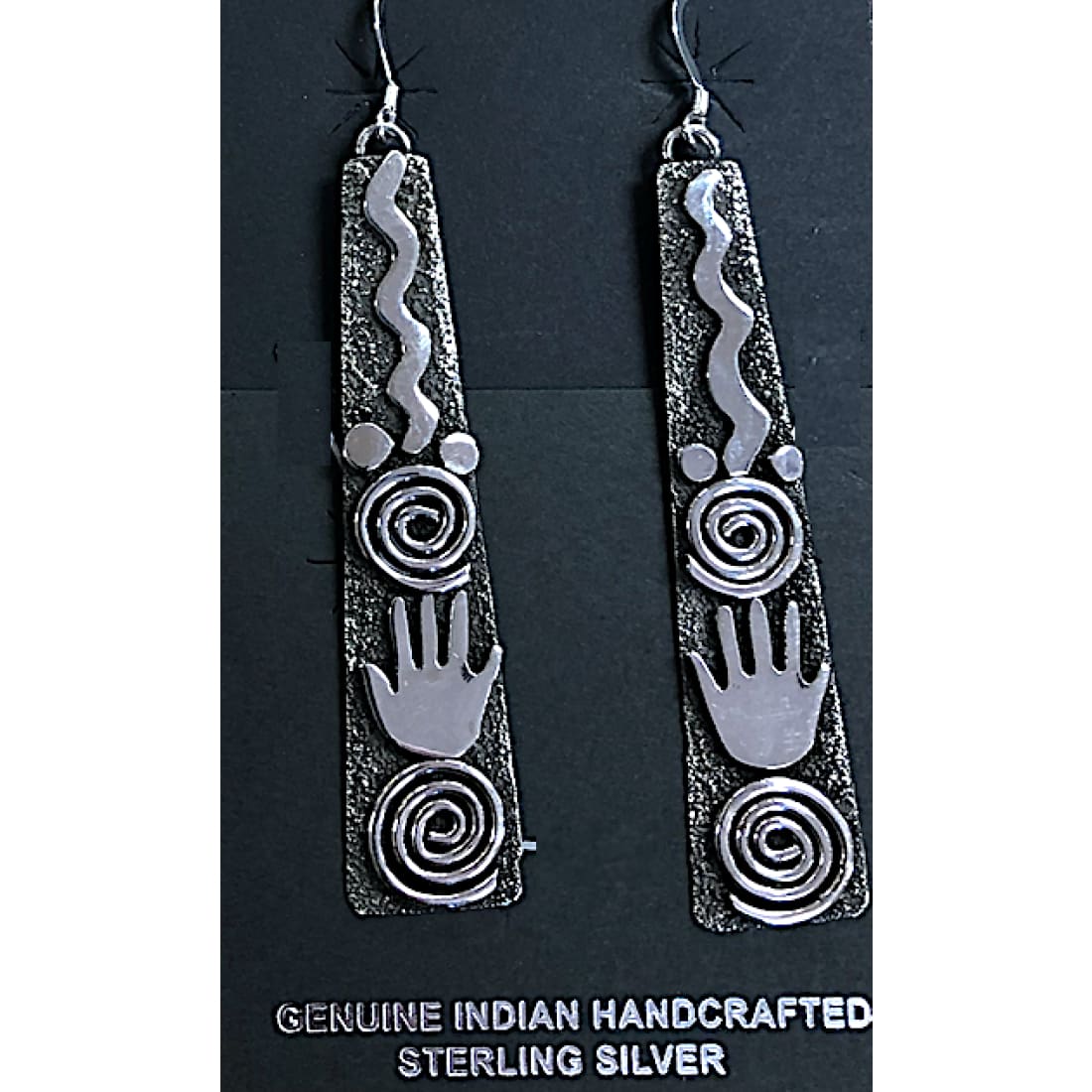 Navajo Alex Sanchez Petroglyph Dangle Earrings Sterling