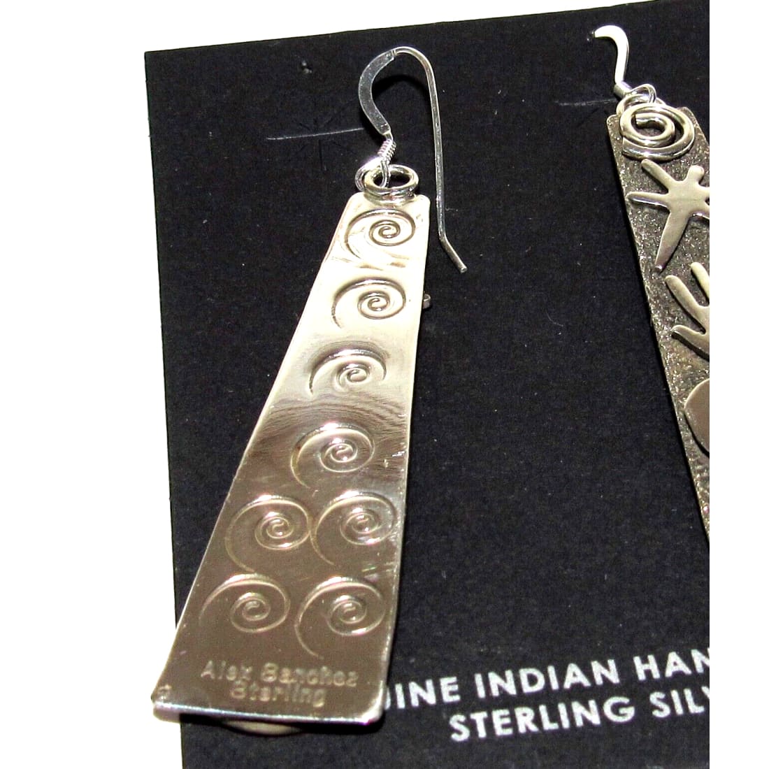Navajo Alex Sanchez Petroglyph Dangle Earrings Sterling
