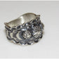 Navajo Band Ring Size 8 Sterling Silver Repousse Band Signed