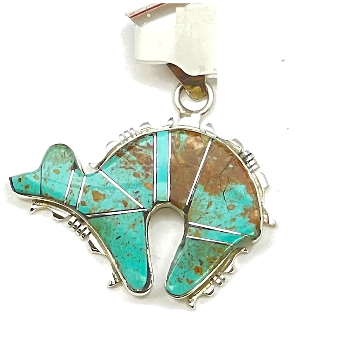 Navajo Bear Naja Pendant Sterling Silver Number 8 Turquoise