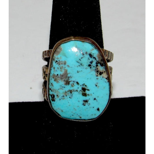 Navajo Blue Diamond Mine Turquoise Ring Sz 8 Sterling